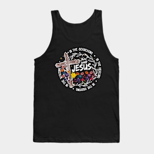 There Was Jesus, Religious Floral, Retro Christian, Bible Verse, Wildflower Christian Tank Top